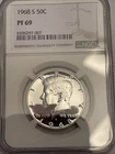 1968-S 50C Silver Kennedy Half Dollar~NGC PF69 Perfect Details Beautiful