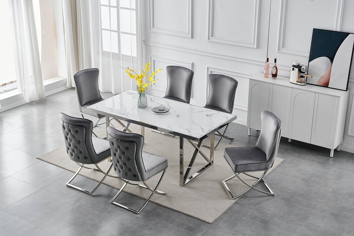 Grey Marble Dining Grey Dining Table Set For Louis Grey Marble