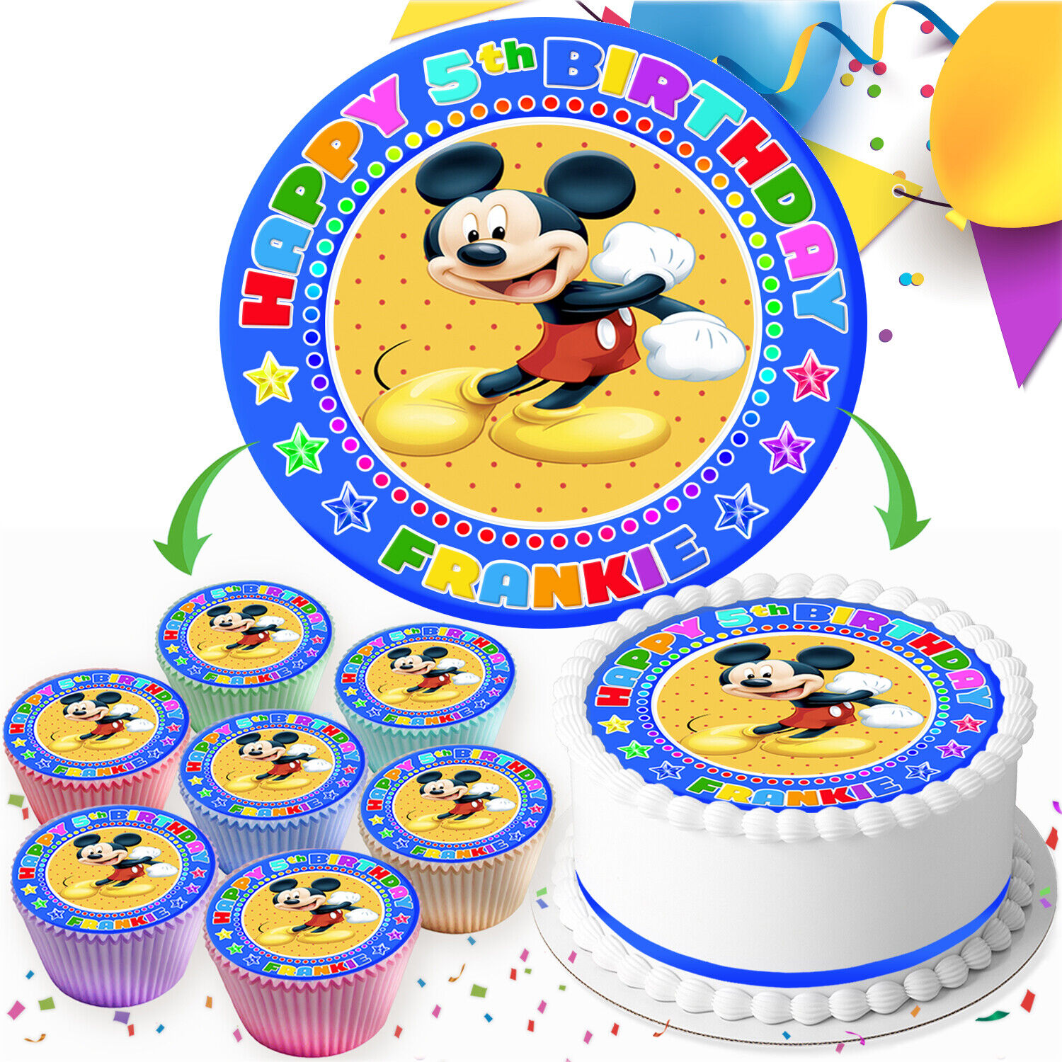 Printable Mickey Mouse Birthday Cake Topper. Custom Name & Age -   Portugal