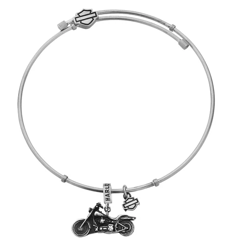 Harley-Davidson Motorcycle Charm Dangle Legend Bangle Bracelet 220 / HSB0025