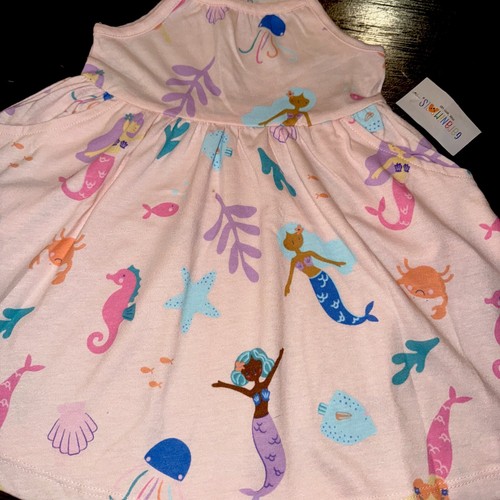 NWT Pink Mermaid Sea Life Tank Dress W Pockets Girls 12 18 M 2T 3T 4T 5T - Picture 2 of 4
