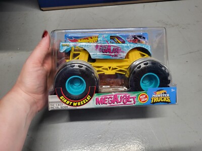 Hot Wheels, Monster Trucks, Mega Jolt, 2020, Teal Yellow Pink 1:24, NIB