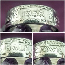 Coin Ring Size Y  1956 Halfcrown Coin Ring 