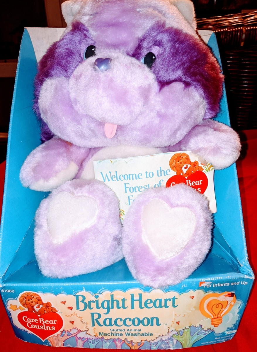 Vintage Care Bears Cousins Bright Heart Racoon In Original Package Plus  Booklet