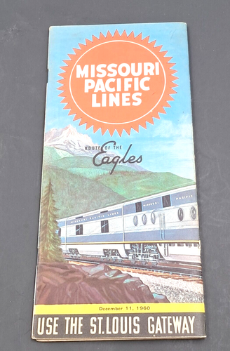1960 Missouri Pacific Lines Time Table St. Louis Train Schedule Vintage READ - Picture 5 of 5