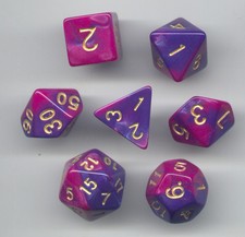 NEW Style  RPG Dice Set of 7- Meteorite Blue-Purple D4 D6 D8 D10 D12 D20 D00-90