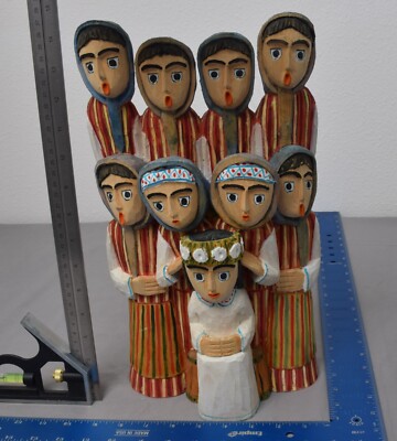 VTG Polish Folk Art Hand-Carved/Painted Wood MAY CROWNING 14'' ANTONI KAMINSKI
