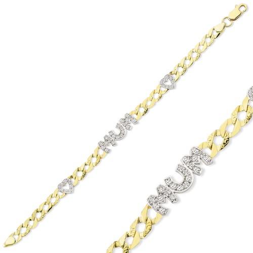 9CT GOLD MUM BRACELET LADIES SOLID 