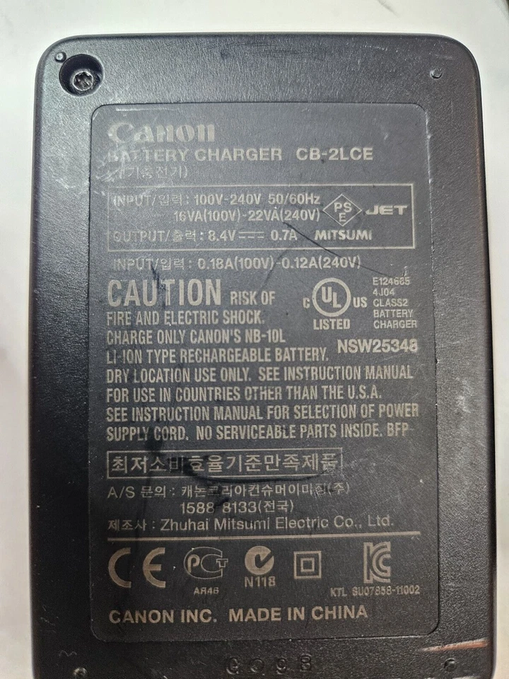 Cargador Canon CB-2LCE para batería NB-10 PowerShot Foto 2 de 3