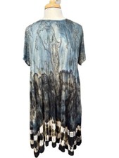Women's Tie-Dye Tshirt Style Dress Plus Size 1X Blue Black