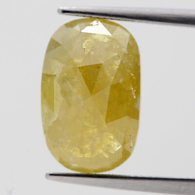 Groß Rustikal Echter Natürlicher Diamant 3.90TCW Gelb Funkelnde Oval Rose Für