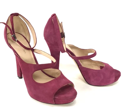 VIA SPIGA Sandals Heel Womens 8.5 Burgundy Plum Suede Platform Gladiator Designe - Image 1 of 4