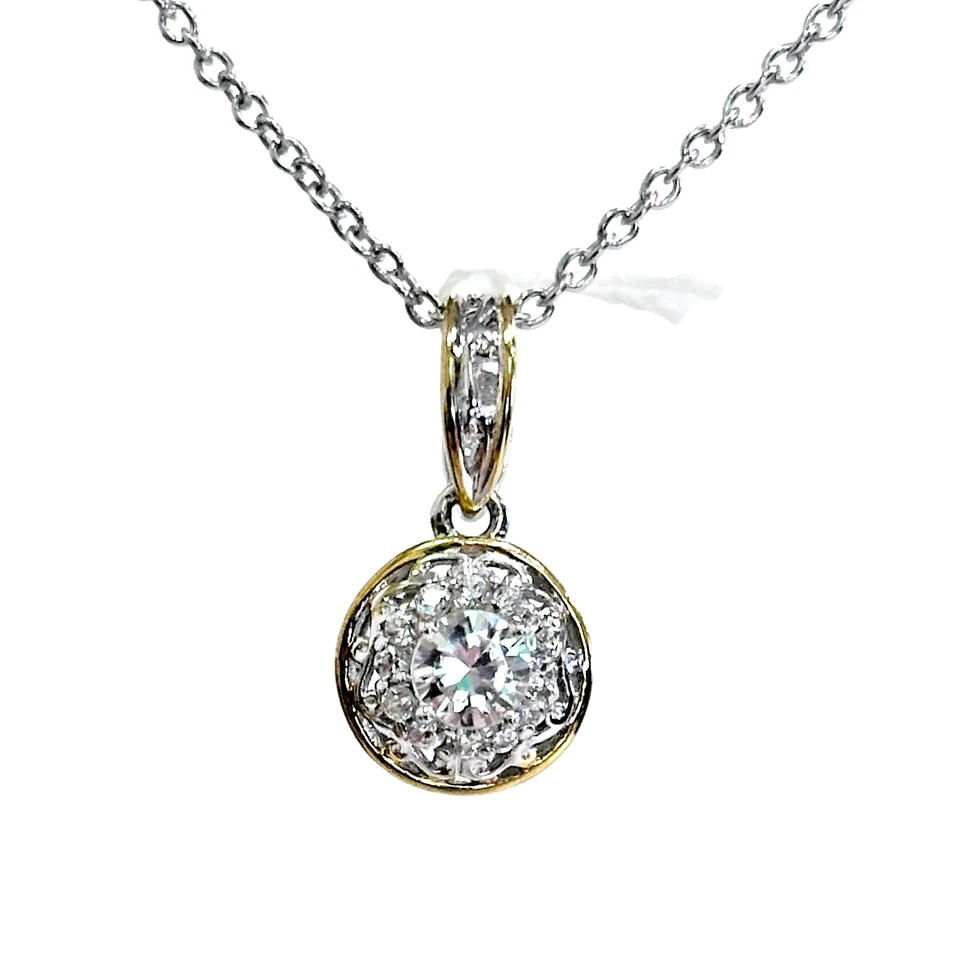 Sterling Silver Palladium Pendant 5mm White Zircon with 18" Chain (N010) - Image 4 of 4