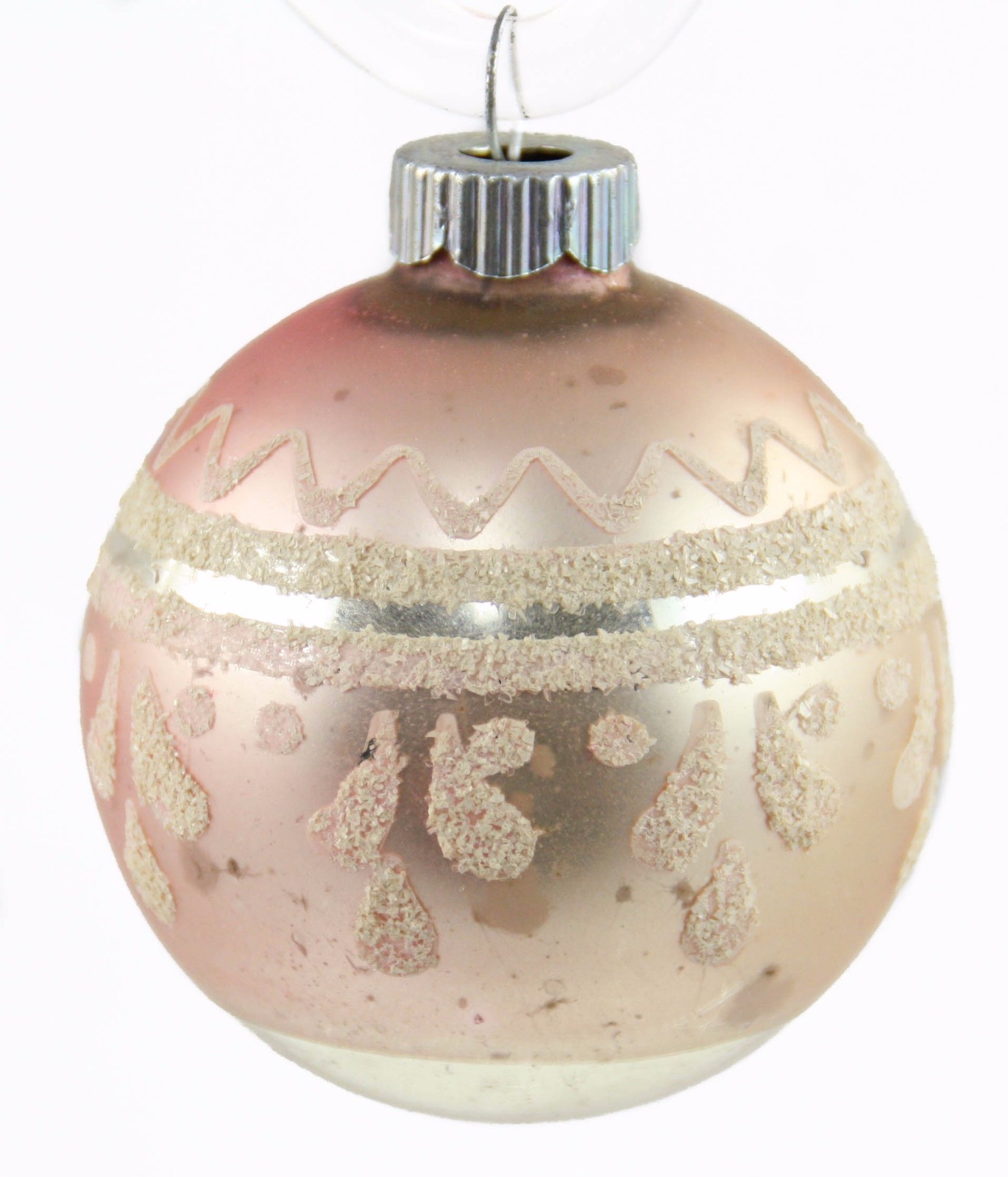 Pink and White Glass Ball Christmas Ornament Holiday Decor