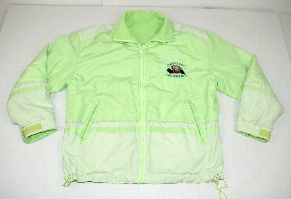Chaqueta Reversible Vintage Talla S/M Años 90 Verde Monterey California Sea Otter Foto 2 de 4