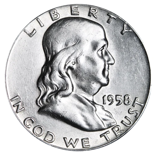 1958 Franklin SILVER Half Dollar Brilliant XF/AU Complete Your Album!