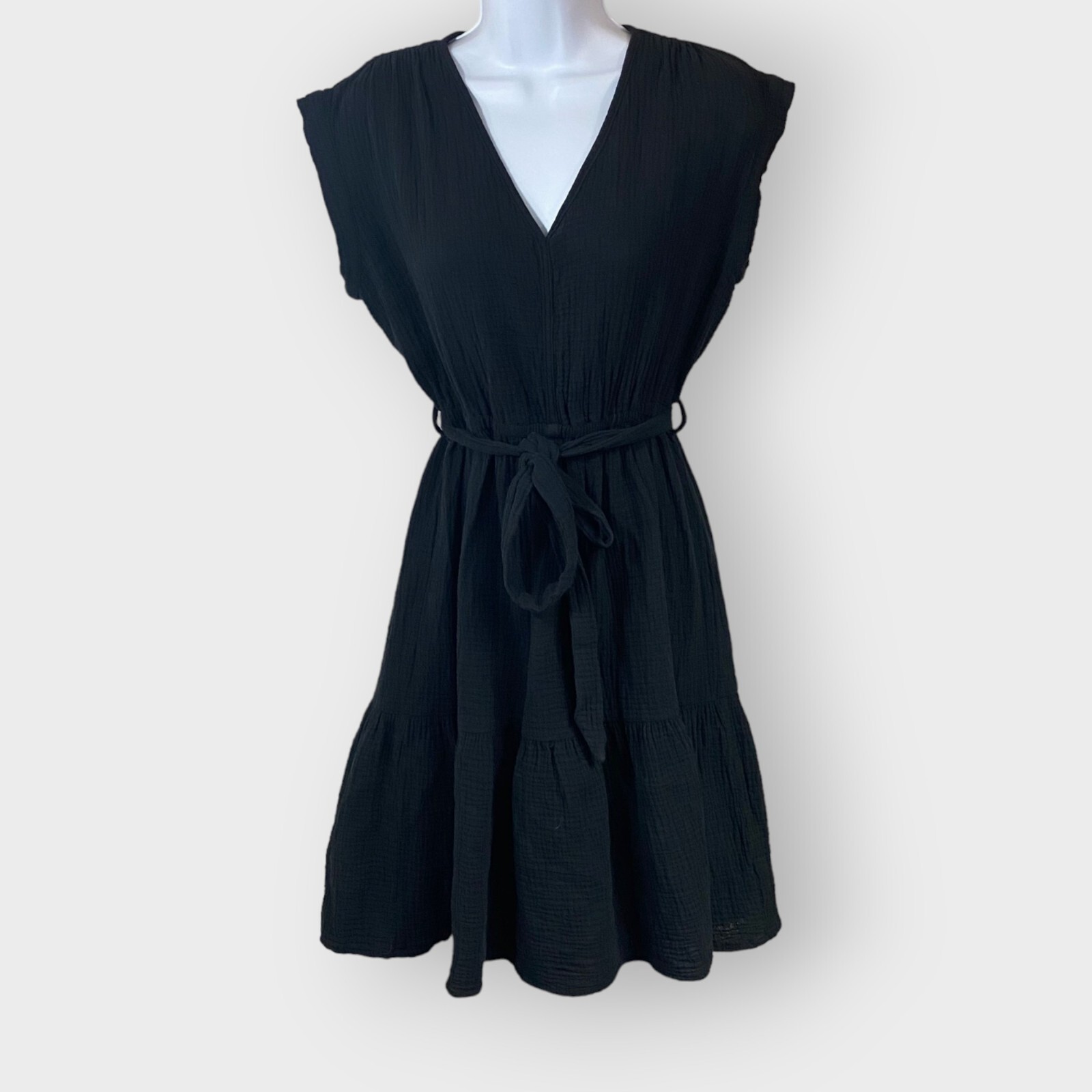 Magaschoni Womens Shirt Dress Small 100 Organic Cotton Black