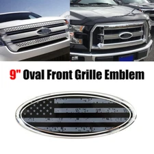 9-Inch For Ford F150 Edge Black US Flag Front Grille Emblem Tailgate Oval Badge