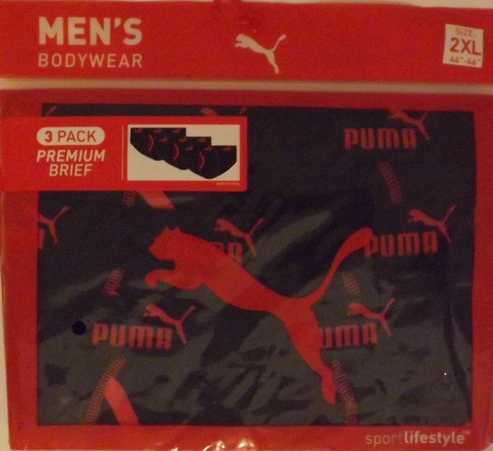 3 PUMA  BIG & TALL 2XL 3XL 4XL BLACK GRAY WHITE COTTON MENS BRIEFS UNDERWEAR NWT - Image 3 of 4
