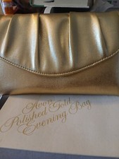 Avon Original 1978 Polished Gold Metallic Clutch Glitter Evening Bag Vintage NIB