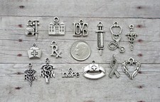 14pc or 5pc Nurse Charm Set Lot Collection/ RN,Stethoscope,Love,Hospital,RX,Shot