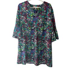 Jude Connally Size XL Watercolor Lyla Ponte Dress Pockets 3/4 Flutter Sleeve A12