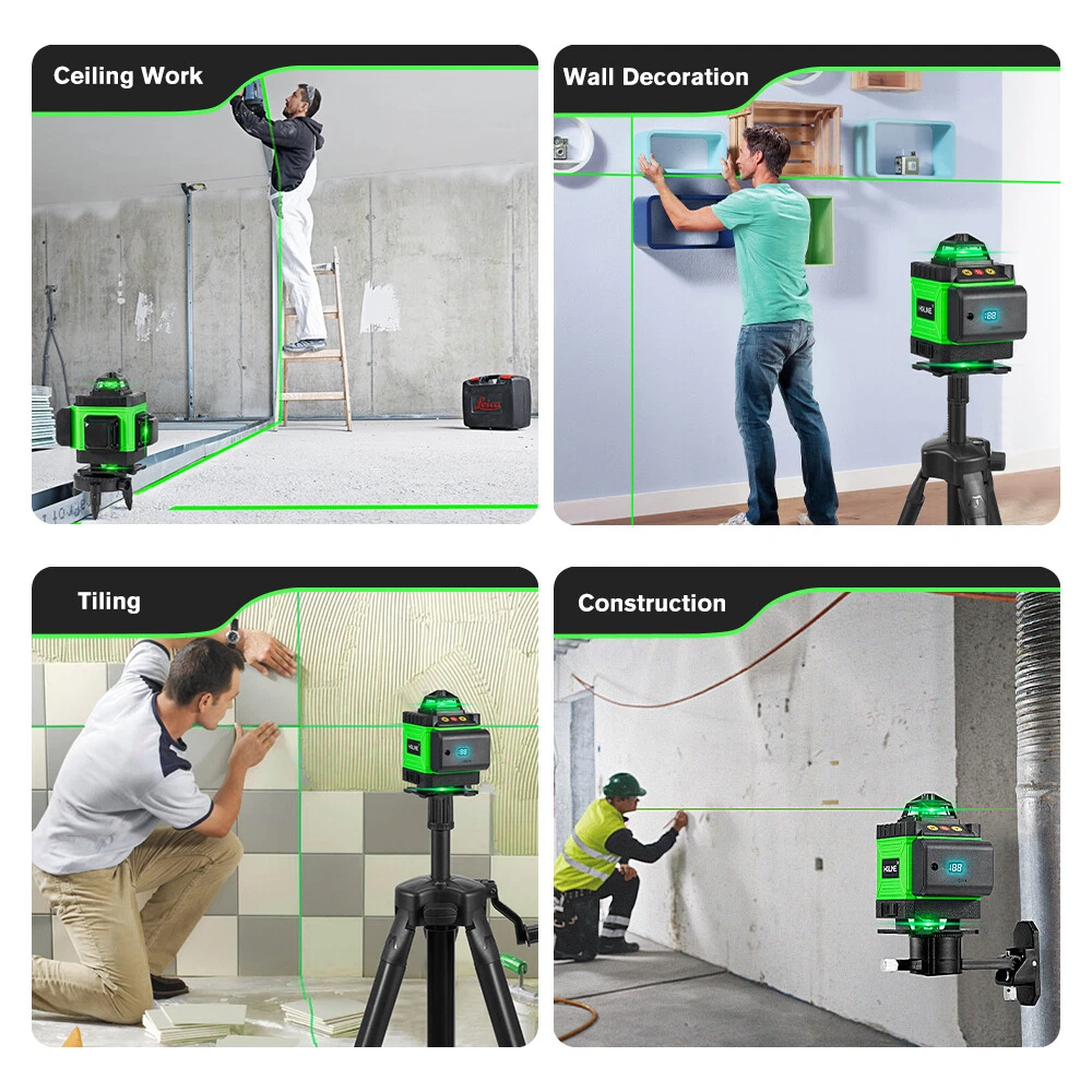 Laser Level 360° Self Leveling 16 Lines 4D Laser Level Measure Tool With Tripod