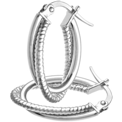 In Italien gefertigte Creolen Crossover 9 kt Weißgold 19 mm Länge von Citerna