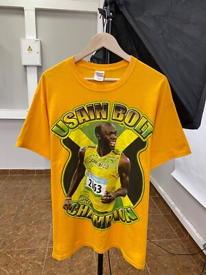  Vintage Y2K Usain Bolt Champion Jamaica T-Shirt Rare Hype size L color...