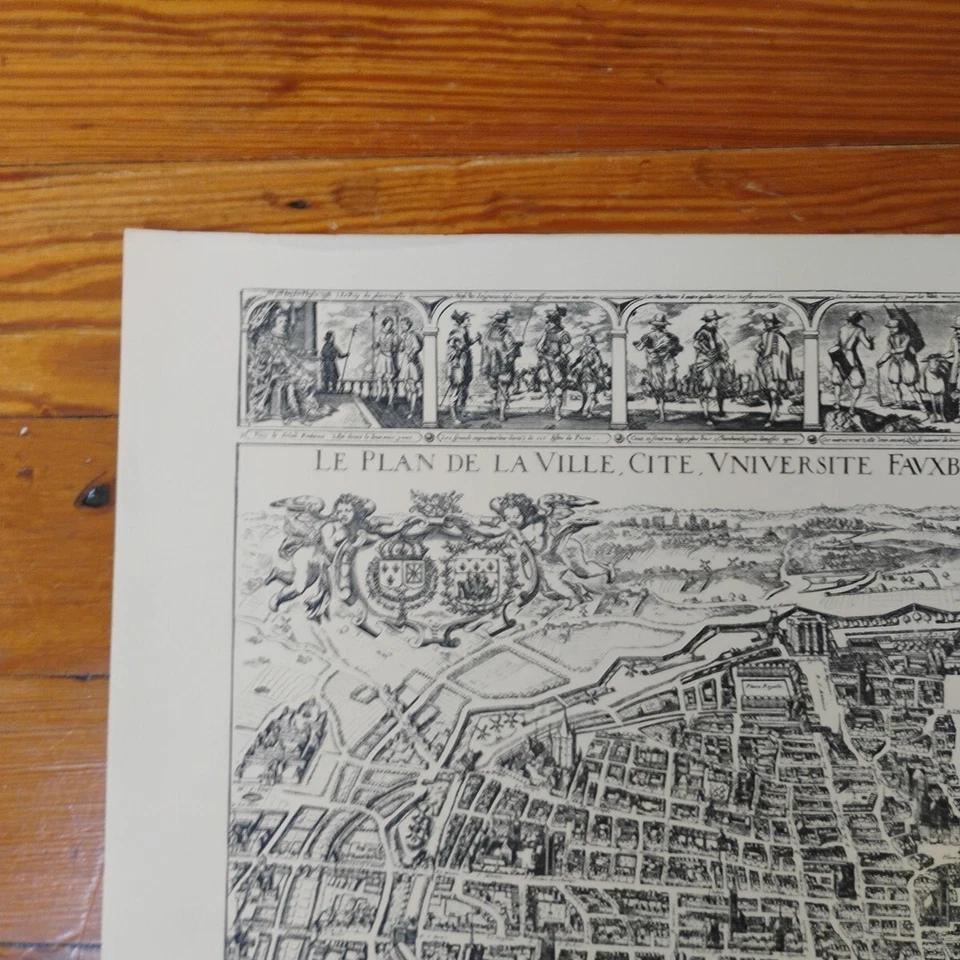 MAPA DA CIDADE, FAUXBOURGS PARIS COM ANTIQUIDADE, 22”x16” pôster gravura, 1630 - Imagem 2 de 4