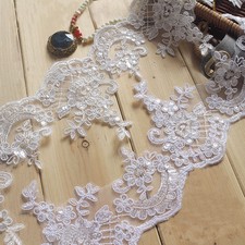 Sale Embroidery Bridal Evening Dress Ribbon Floral Sequin Costume Lace Edging