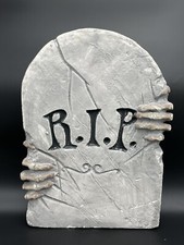 Halloween Decor RIP Tombstone, Foam Skeleton House Halloween Sign 20"T USED
