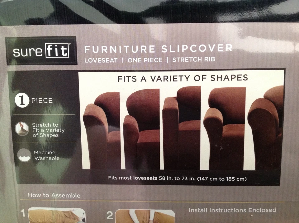 Ébano SURE FIT Loveseat Muebles Slipcover Elástico RARO descontinuado Nuevo en Paquete Foto 4 de 4