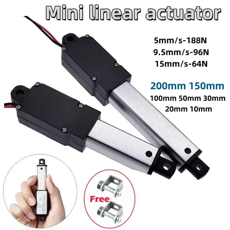 Mini 12V Linear Actuator 0.4" 0.8" 1.2" 2" 4" 6" 8" Stroke 41.45lbs High-Speed - Image 2 of 4