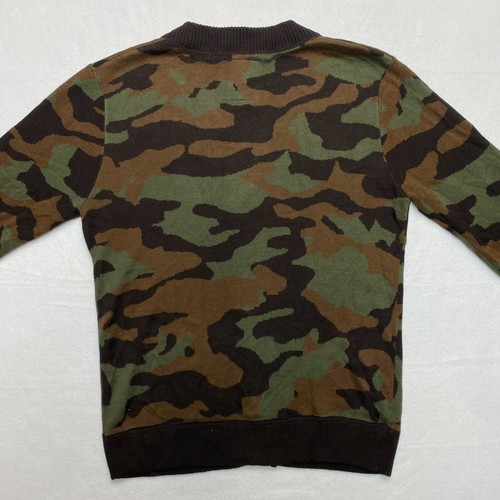 On The Byas Camo Sweater Cardigan Men's M Green Brown Buttons - Picture 8 of 11