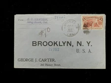 CA LONG BEACH 1904 REGISTERED COVER #236+219 STRIP/4 ON REVERSE