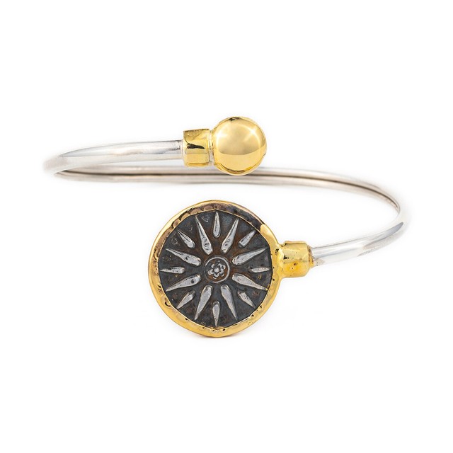 Macedonian Vergina Sun Bracelet 14k Gold Sterling Silver eBay