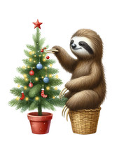 Sloth Christmas Wall Decal Sticker 18X18cm Large