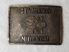 Brass Belt Buckle "Stabilized Nitrogen"  Vintage Made in the USA - worn