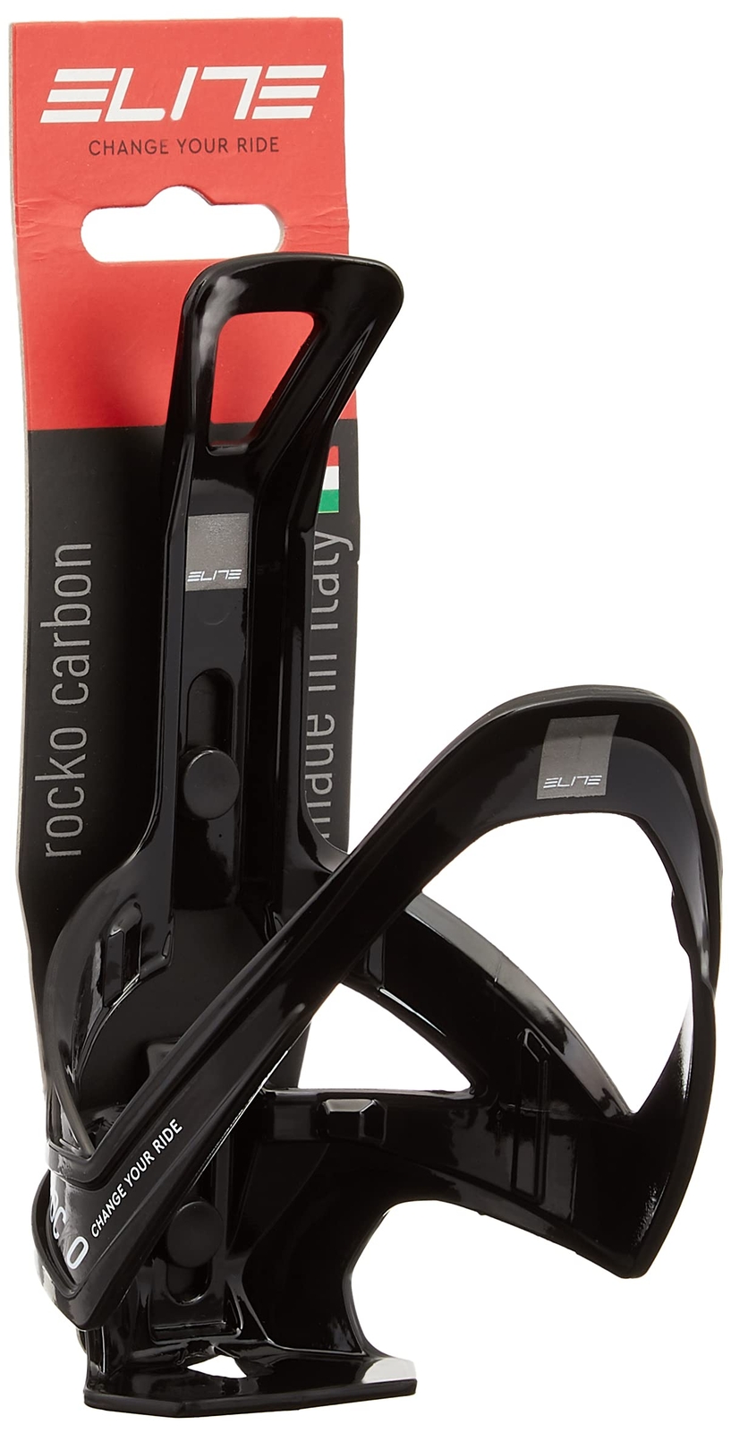Elite Rocko carbon bottle cage gloss black / white