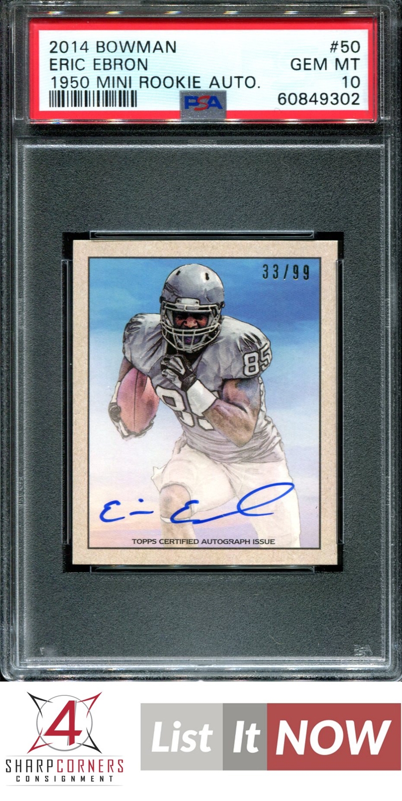 Eric Ebron Bowman 1950 Mini Rookie Autographs #50 Base