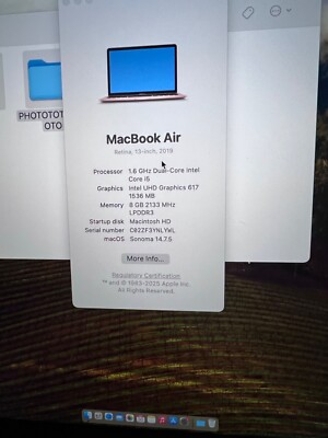 Apple MacBook Air 13 in 2017 Silver/Intel Core i5 1.8 GHz, 128 GB 8 GB Intel HD