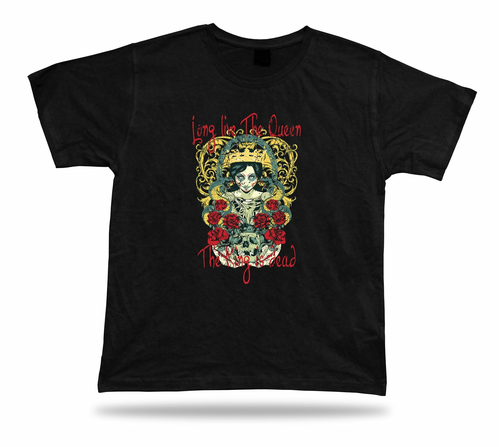 Tshirt Tee Shirt Birthday Gift Idea Long Live Queen Zombie Death Creepy Skull-image