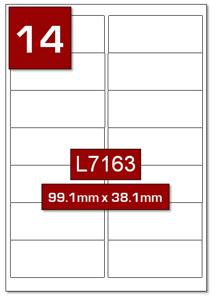 GO2PRODUCTS LIMITED L7163 14TV Address labels per sheet White Self Adhesive 99MM X 38MM
