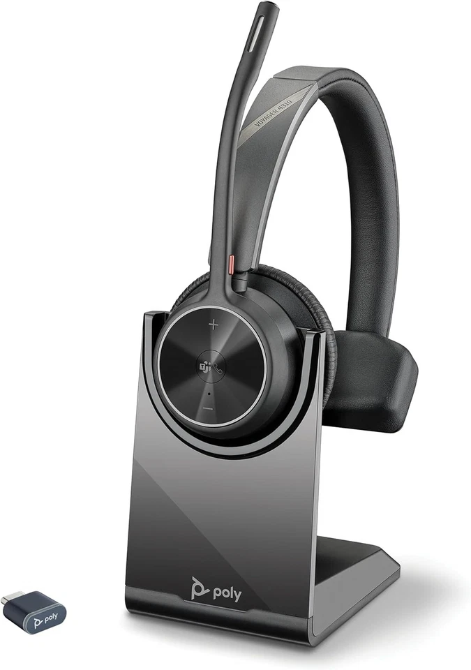 (B) Plantronics Poly HP – schnurloses Voyager 4310 UC-Headset mit Ladestation