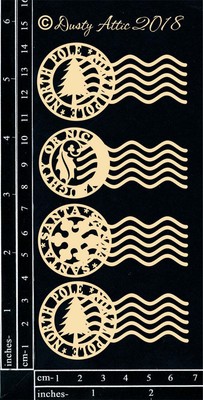 Dusty Attic Chipboard 3x6- Christmas Postmarks, DA2243