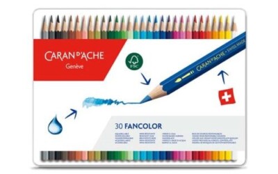 Caran D'Ache Fancolor 30 Eau Soluble Couleur Crayons Artiste Esquisse Boite Set