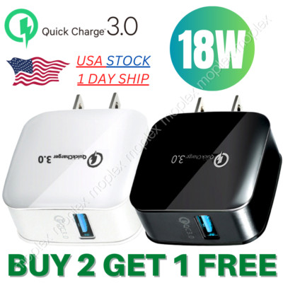 18W Quick USB Wall Charger Adapter QC 3.0 Fast Charge US Plug For iPhone Samsung