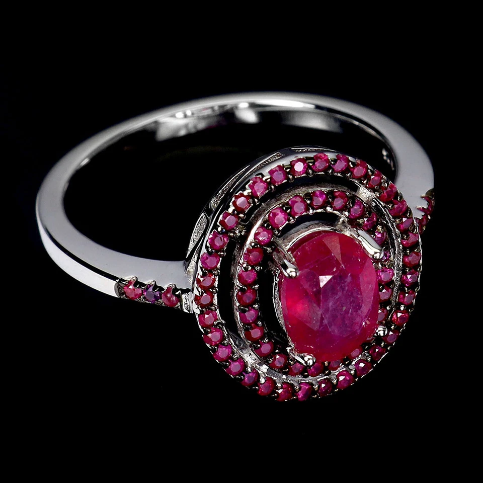 925 Sterling Silver Ring Oval Ruby 7x5mm Round Ruby Myanmar Gemstone Jewelry 7 - Image 3 of 4