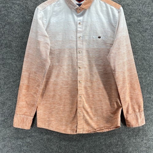Five Four Shirt Men S Small Orange Striped Collared Button Up Long Sleeve Casual - Picture 4 of 8